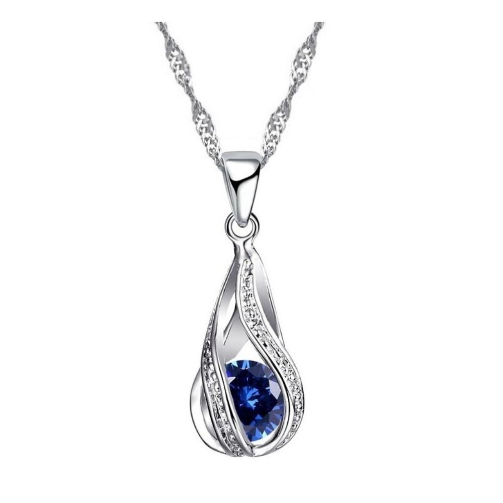 🌟 925 Sterling Silver Necklace And Earrings Set Tear Drop Cute Top - Picture 3 of 3